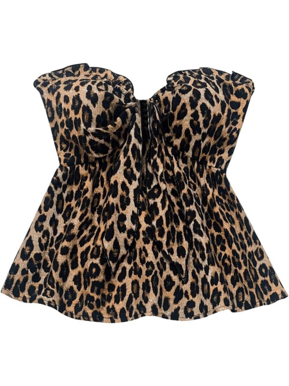 Stylish Cheetah Print Bow Strapless Tube Top - Sleeveless Animal Print Bandeau